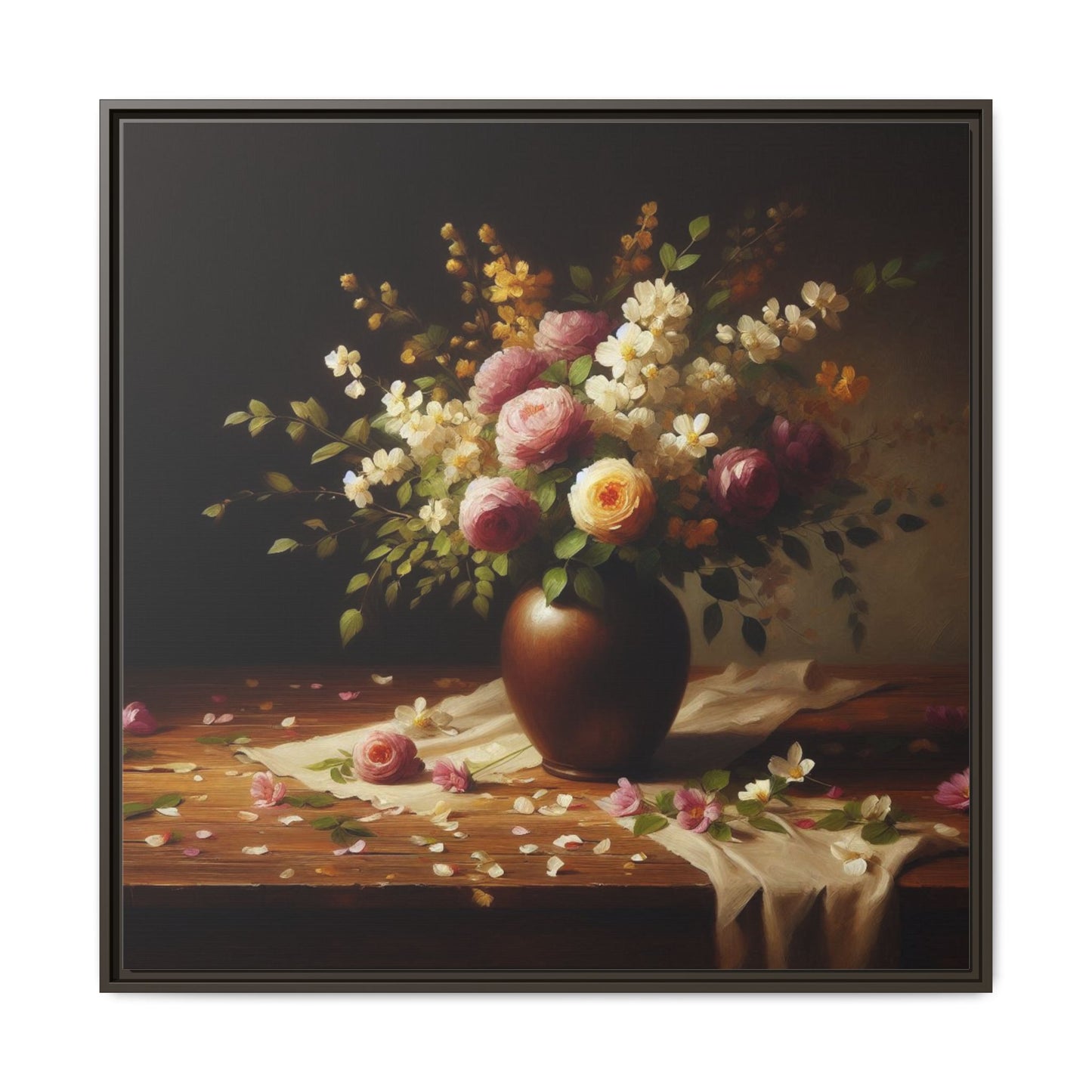 Vase of Flowers Unique Framed Canvas Wall Art Flower Lover Gift Wildflower Artwork Nature Lover Lanscape Gift 3 frame colors