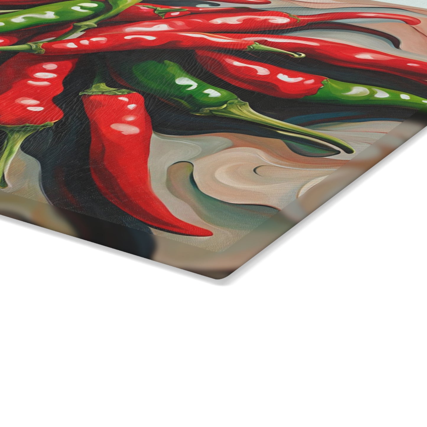 Kitchen Decor Glass Cutting Board Serving Tray with Modern Red Hot Chili Peppers Design Cutting Board Gift for Home Cook Charcuterie Board