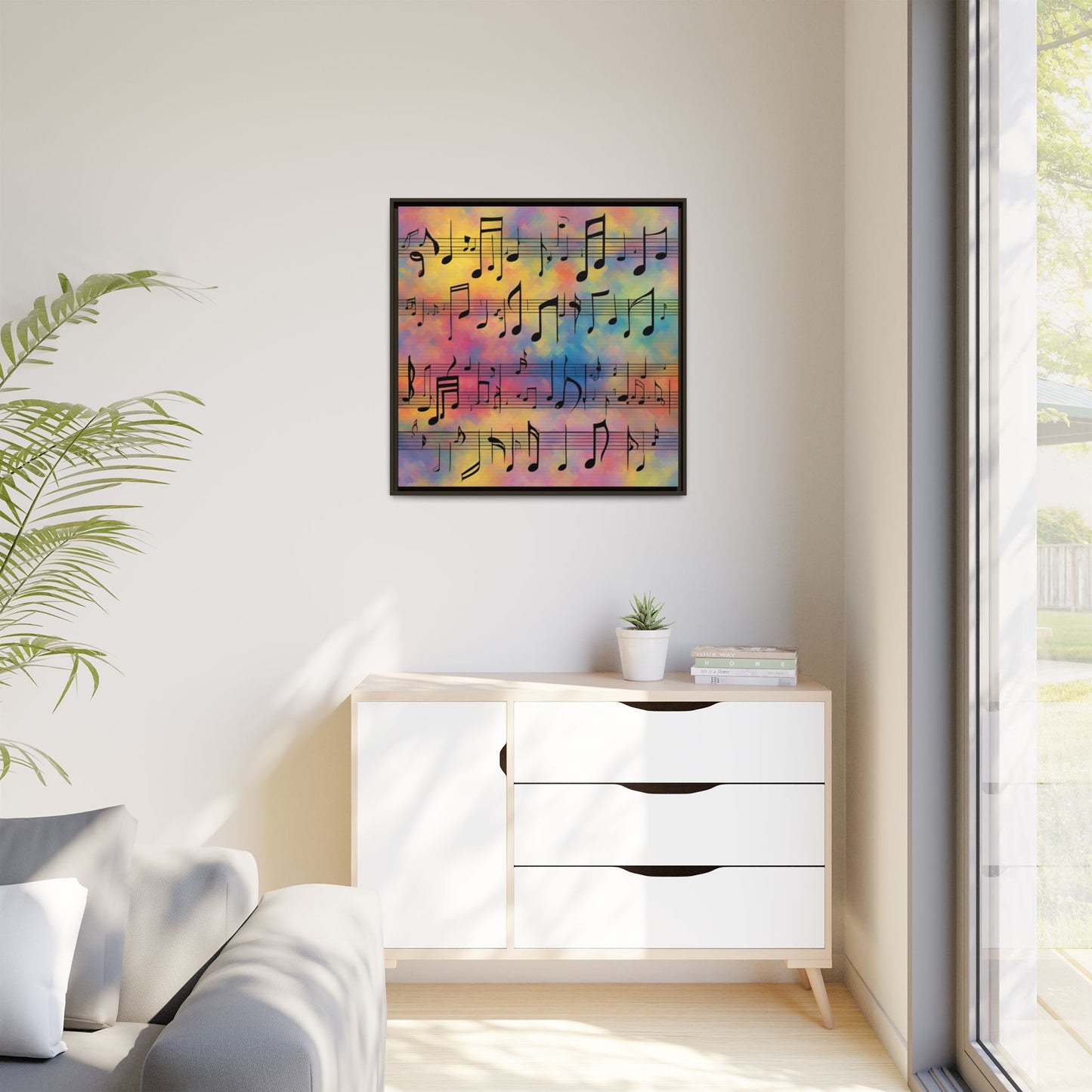 Modern Music-Themed Print Abstract Design Unique Framed Canvas Print Sheet Music Wall Art Music Lover Gift Decor 3 frame colors