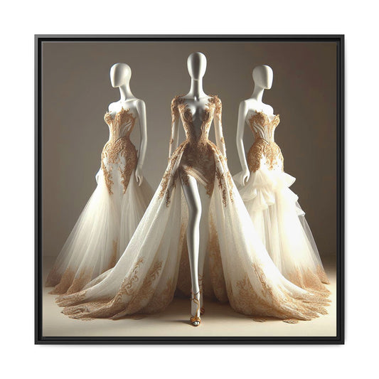 Formal Runway Bridal Dress Framed Canvas Print Wall Art Unique Fashion Designer Style Haute Couture Wedding Gift Decor 3 Frame Colors