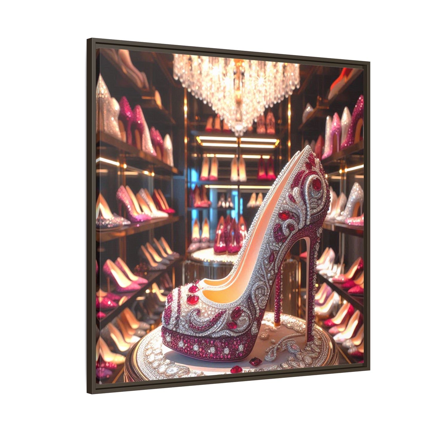 High Heel Shoe Framed Canvas Print Wall Art Unique Fashion Designer Style Haute Couture Shoe Lover Fashionista Gift Decor 3 Frame Colors