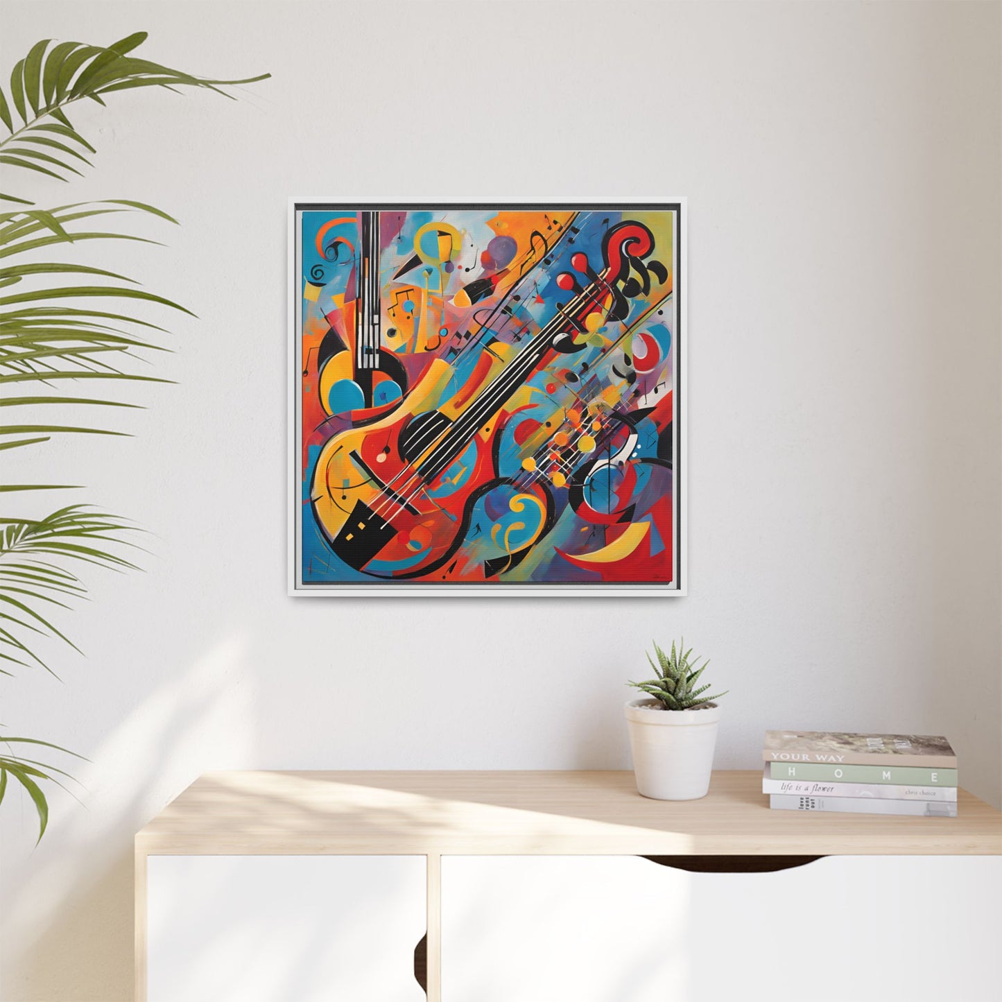 Modern Music-Themed Print Abstract Design Unique Framed Canvas Print Guitar Wall Art Music Lover Gift Decor 3 frame colors