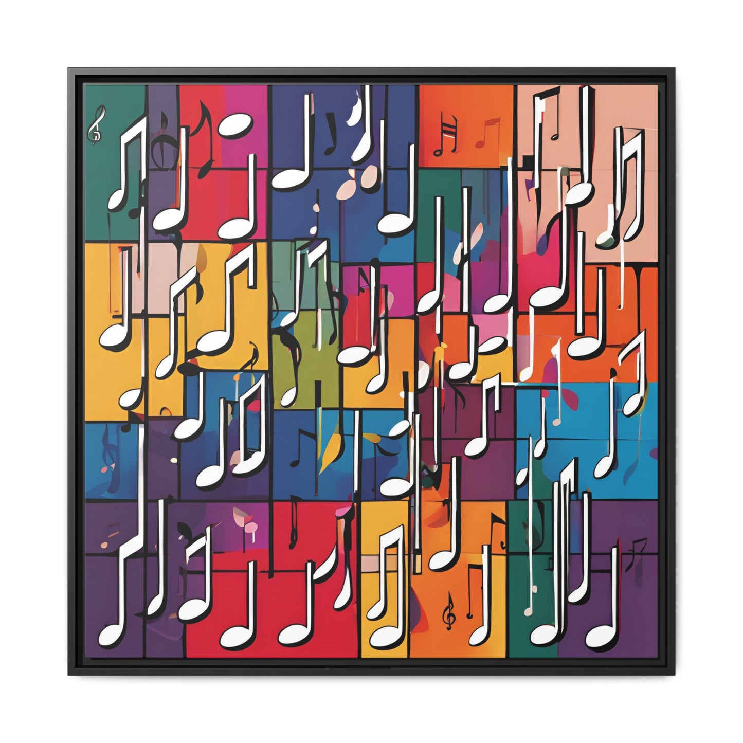 Modern Music-Themed Print Abstract Design Unique Framed Canvas Print Treble Clef Note Wall Art Music Lover Gift Decor 3 frame colors