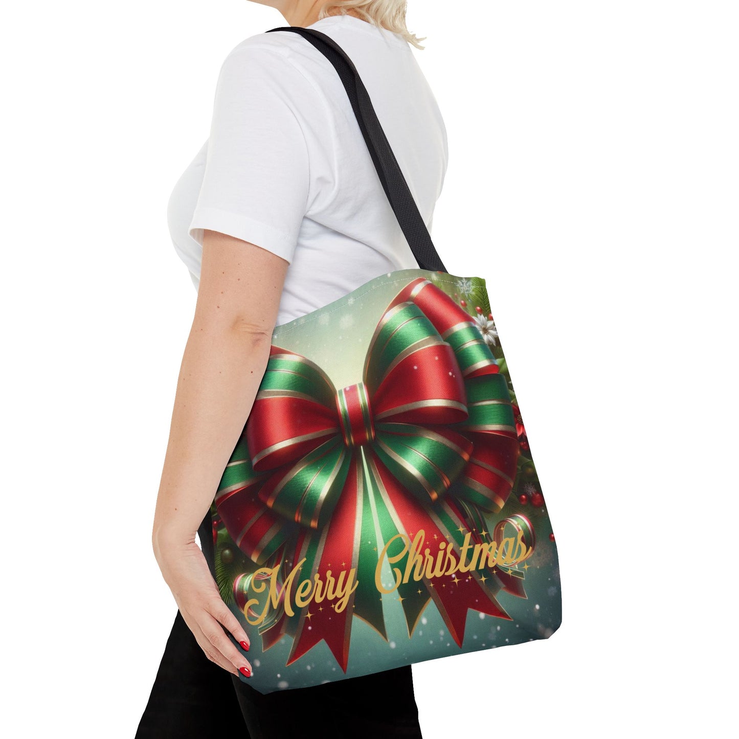 Gift Wrapped Design Christmas Tote Bag Holiday Cheer Gift Winter Accessory Reusable Winter Shopping Bag Xmas Joy Gift Unisex Bag for Him Her