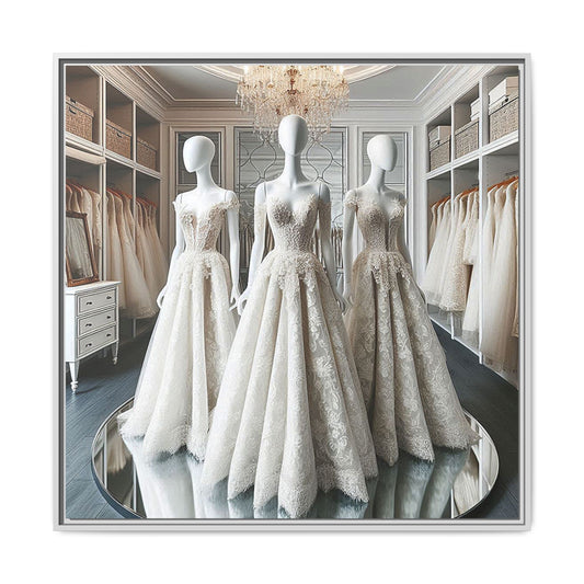 Fashion Formal Wedding Dress Framed Canvas Print Wall Art Unique Fashion Designer Style Haute Couture Fashionista Gift Decor 3 Frame Colors
