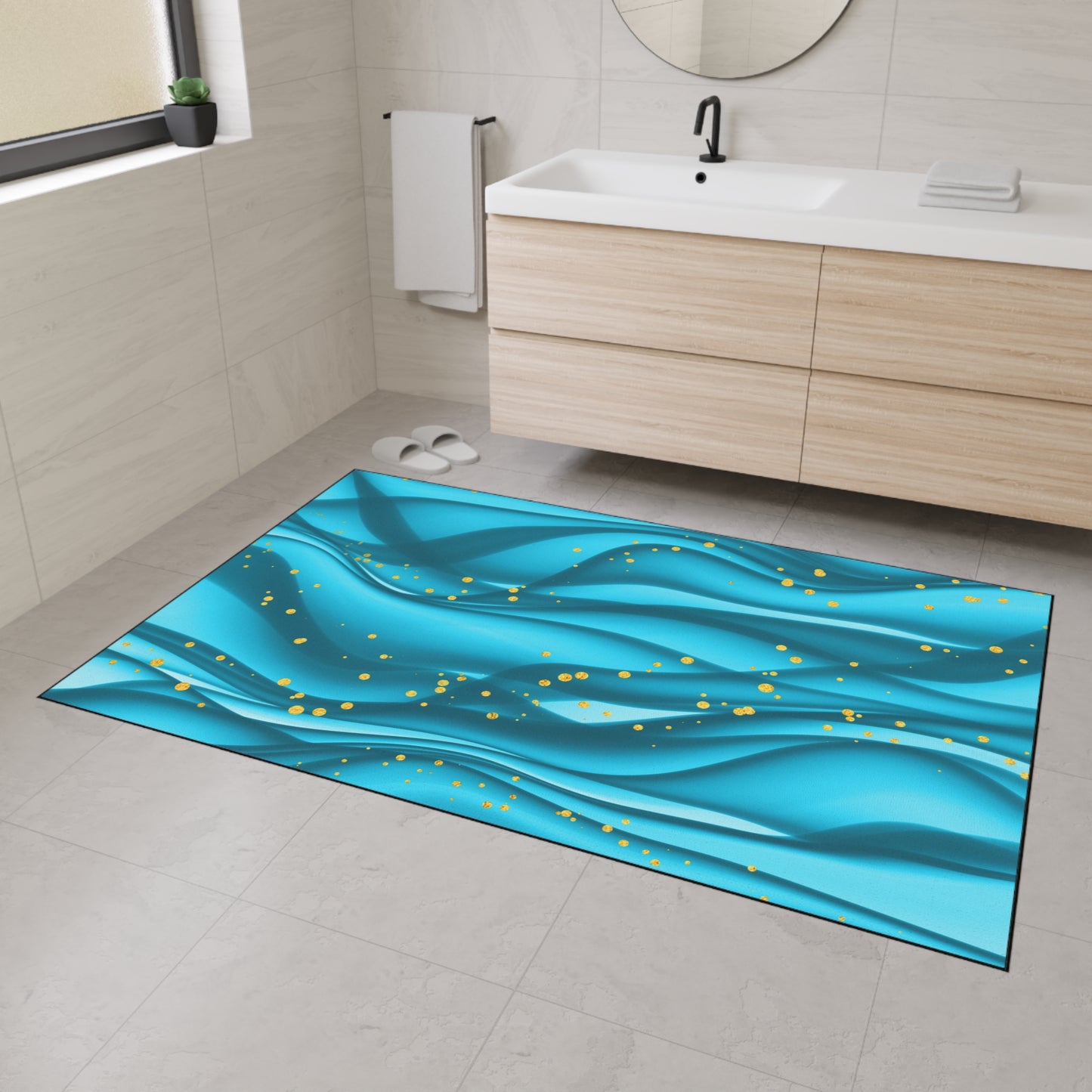 Decorative Heavy Duty Non-Slip Floor Mat Stylish Design Perfect for Entryway Kitchen Décor Beachy Wave Design Rug Tropical Bathroom Floor