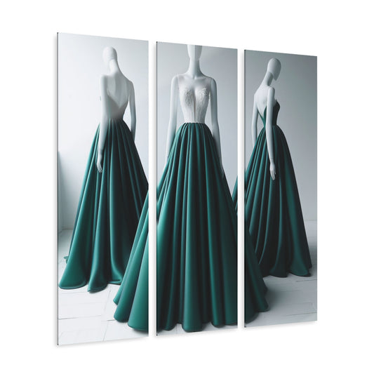 Fashion Formal Runway Dress Design Triptych Acrylic Print Wall Art Unique Fashion Designer Style Decor