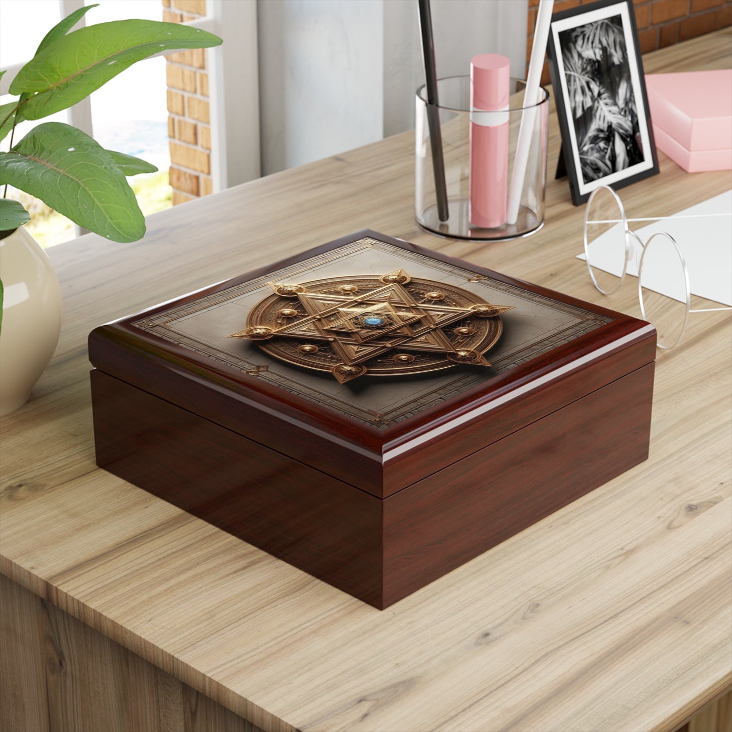 Star of David Wood Jewelry Box Handcrafted Holiday Trinket Rustic Keepsake Gift for Him Her Festive Vanity Storage Hanukkah Decor