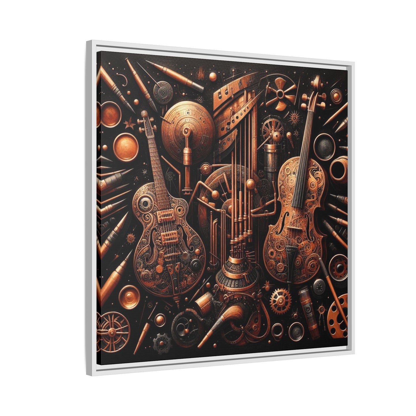 Modern Music-Themed Print Abstract Design Unique Framed Canvas Print Steampunk Wall Art Music Lover Gift Decor 3 frame colors