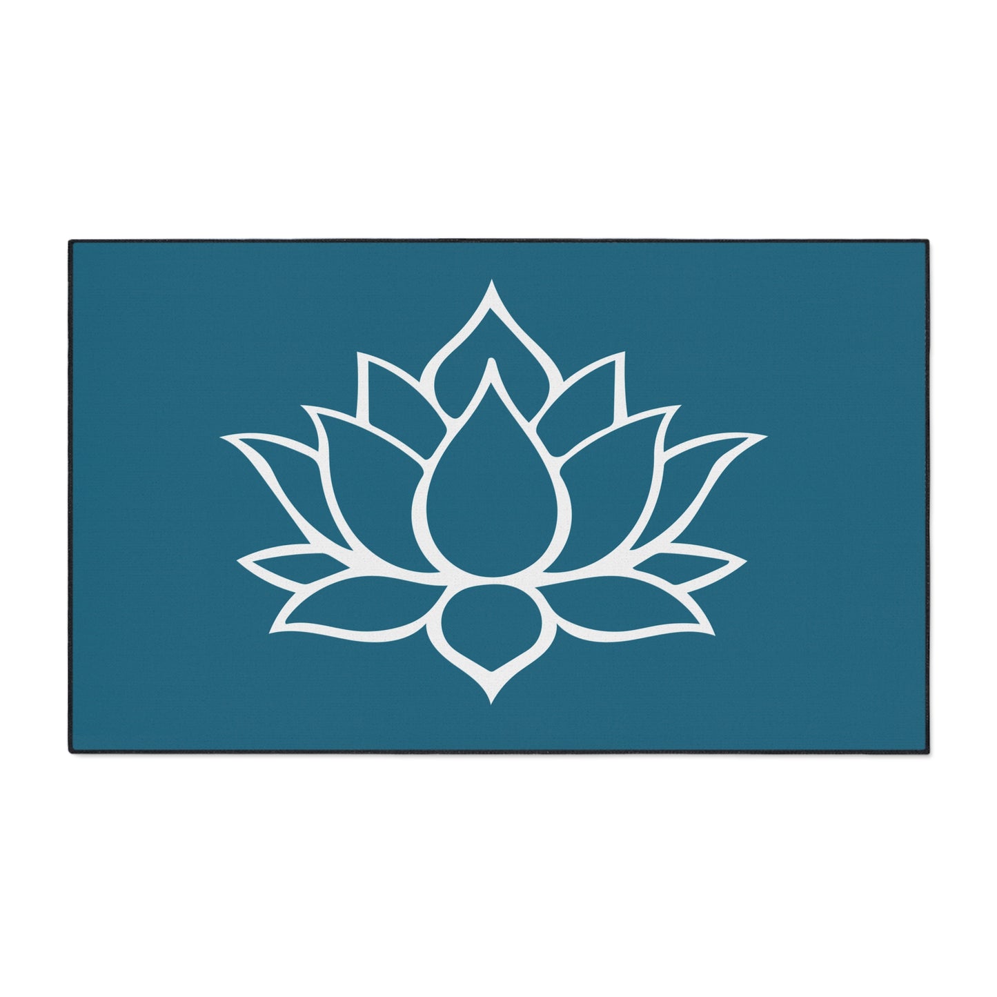 Decorative Heavy Duty Non-Slip Floor Mat Stylish Design Perfect for Entryway Kitchen Décor Teal Lotus Blossom Floral Design Rug Bath Mat