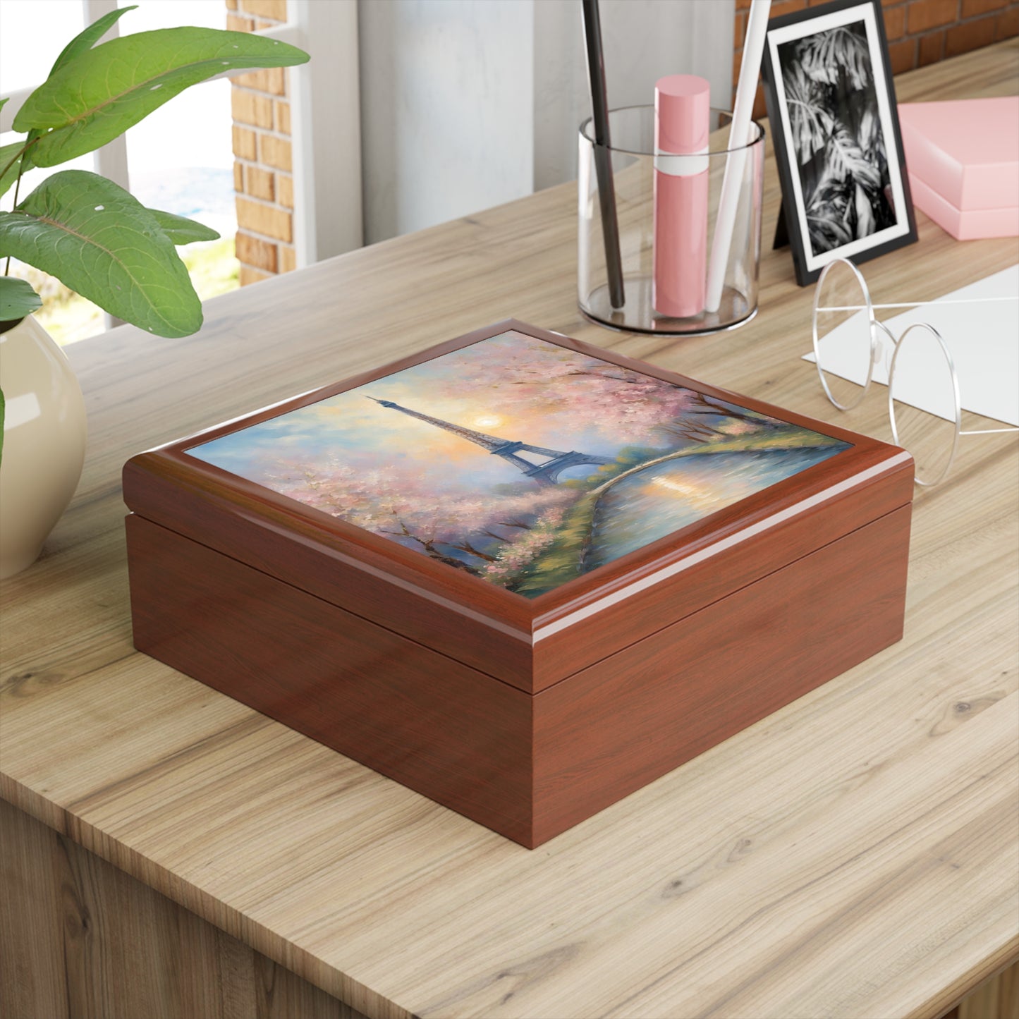 Unique Jewelry Box Paris Eiffel Tower Trinket Box Bedroom Dresser Palm Tree Decor French Design Vanity Gift Box - 3 colors to choose from