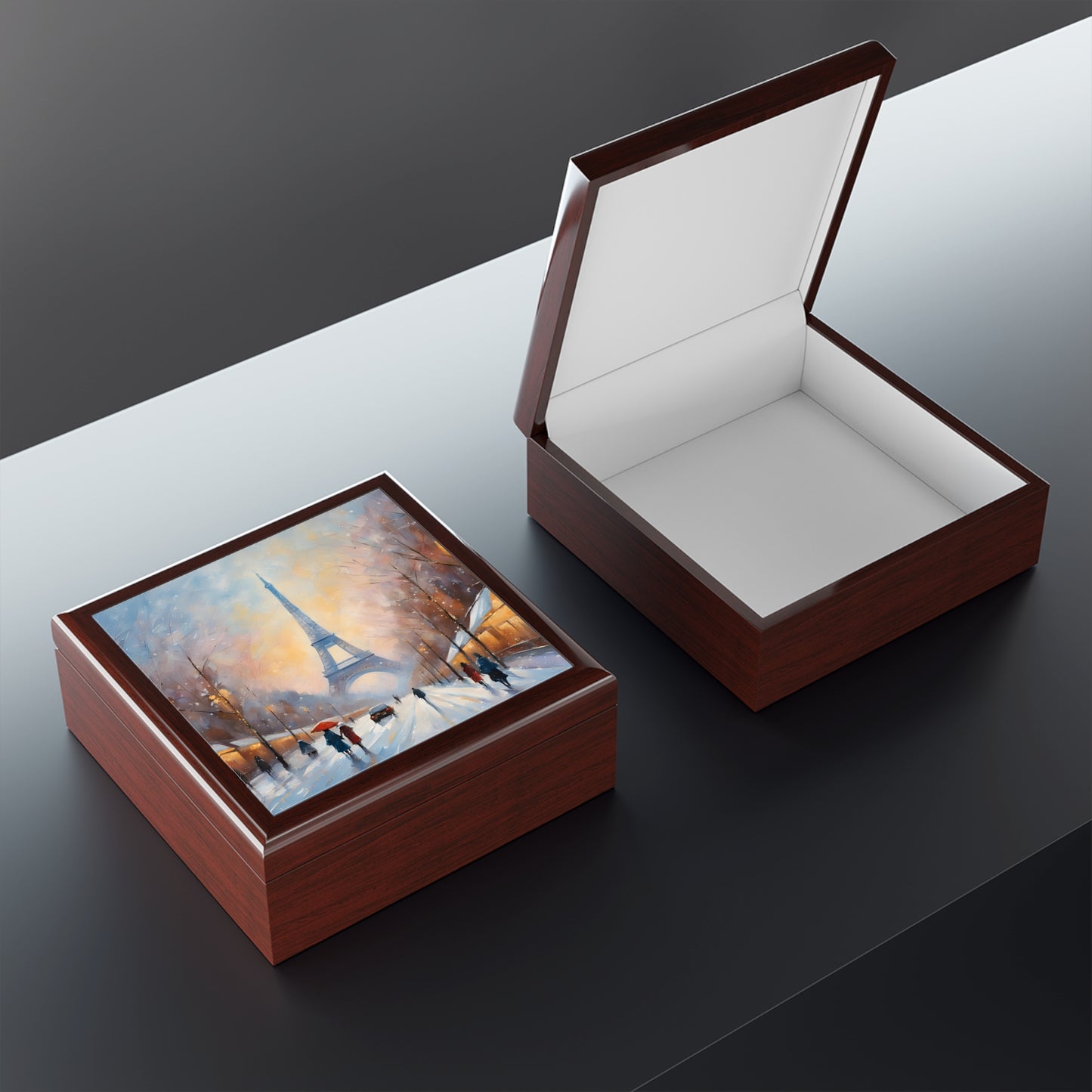 Unique Art Eiffel Tower Print Design Jewelry Box Trinket Box Bedroom Dresser Paris Decor Vanity Gift Box - 3 colors to choose from