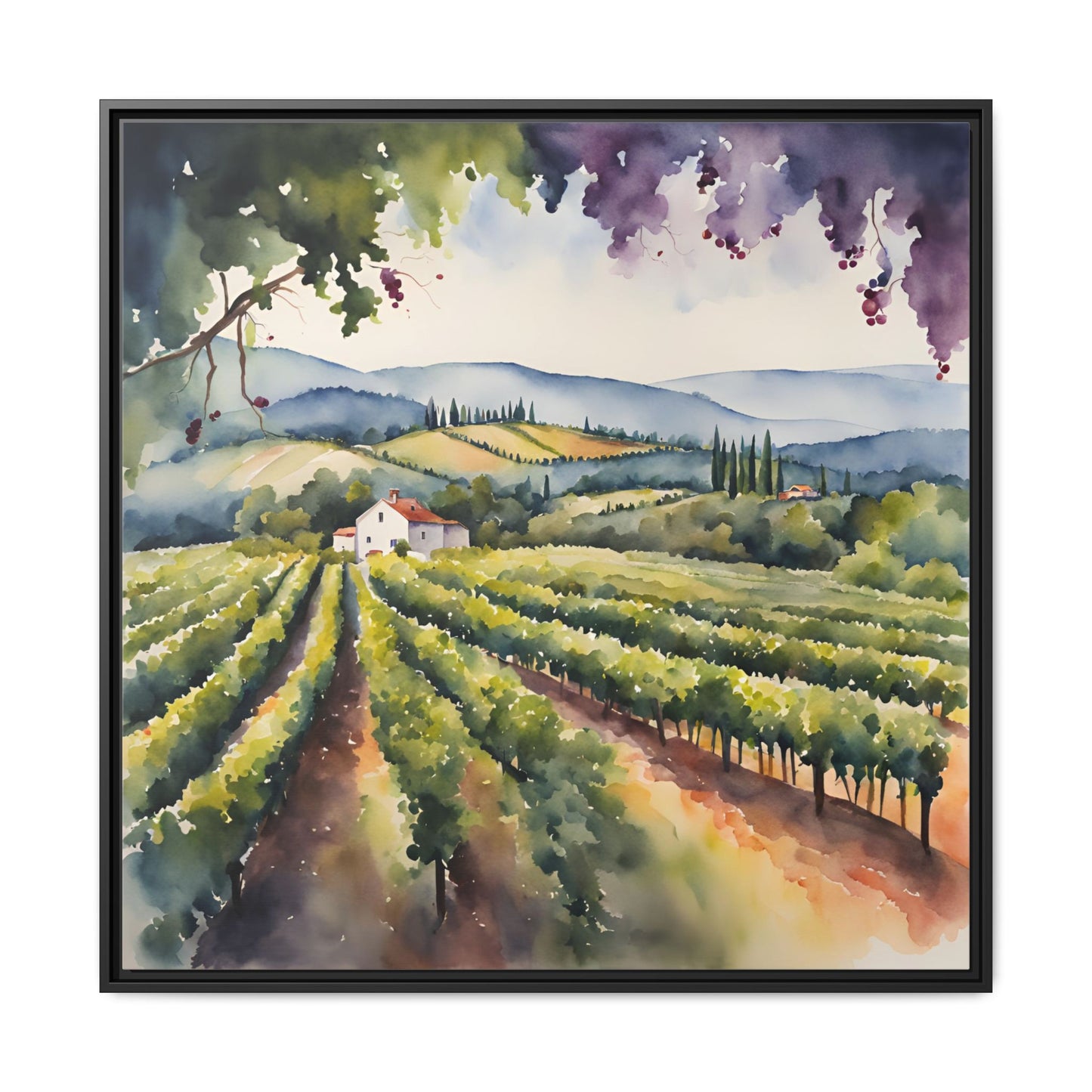 Vineyard Design Unique Framed Canvas Wall Art Gift Nature Lover Landscape Decor Wine Lover Gift Grape Vines Image 3 frame colors