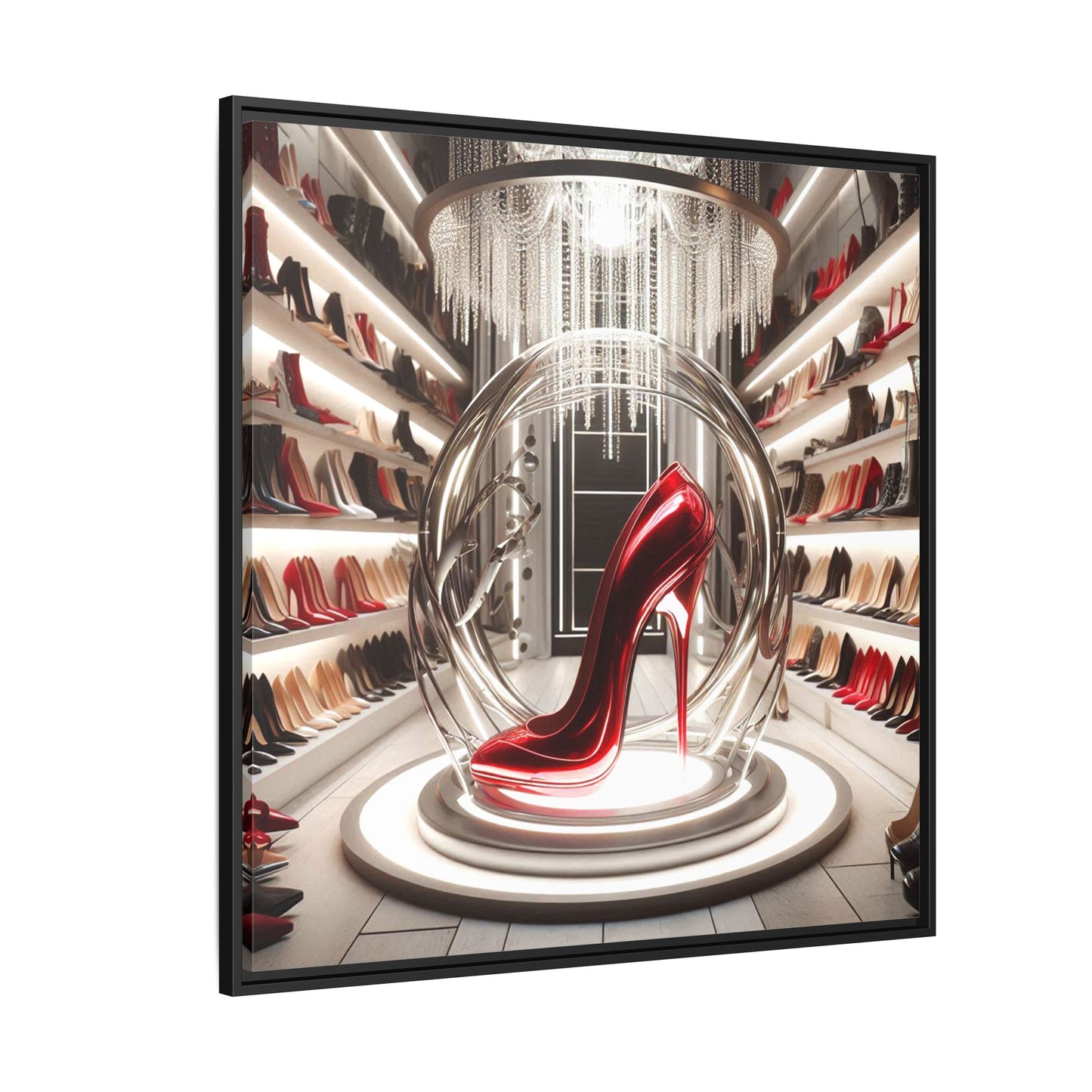 High Heel Shoe Framed Canvas Print Wall Art Unique Fashion Designer Style Haute Couture Shoe Lover Fashionista Gift Decor 3 Frame Colors