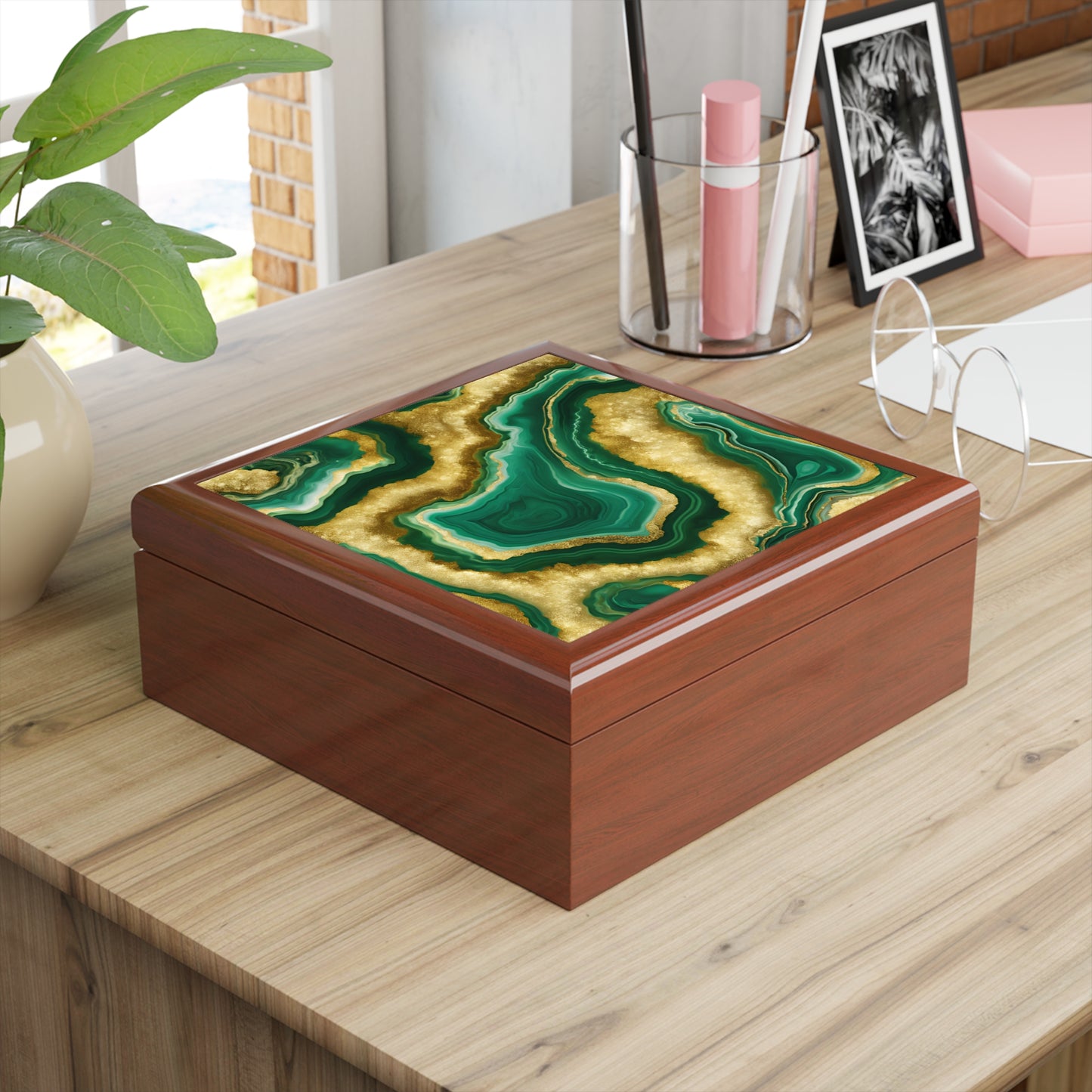Unique Art Print Design Jewelry Box Trinket Box Bedroom Dresser Decor Vanity Gift Box - 3 colors to choose from