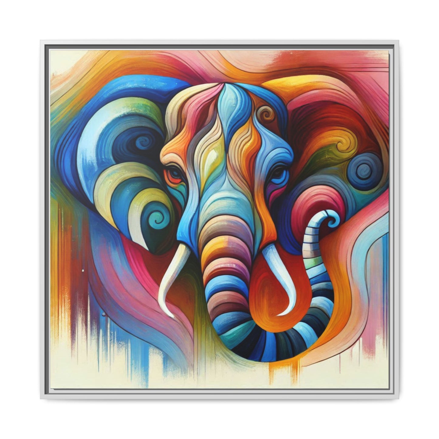 Modern Elephant Print Abstract Design Unique Framed Canvas Print African Wall Art Animal Lover Gift Nature Lover Decor 3 frame colors