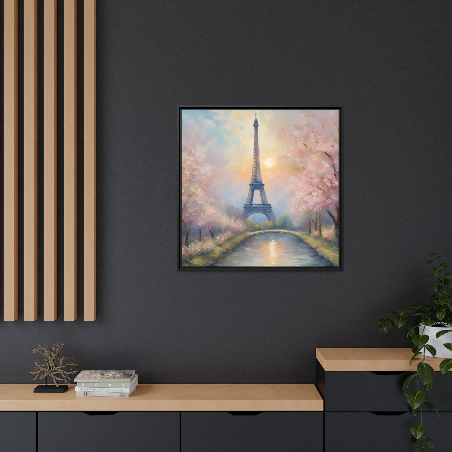 Modern Abstract Pastel Eiffel Tower Design Unique Framed Colorful Canvas Landscape Wall Art Paris France Gift Landscape Gift 3 frame colors