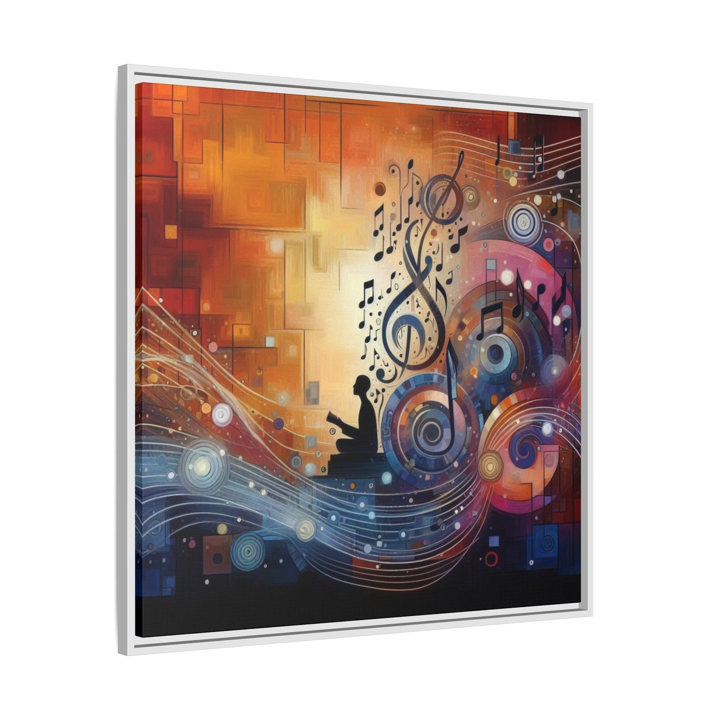 Modern Music-Themed Print Abstract Design Unique Framed Canvas Print Treble Clef Note Wall Art Music Lover Gift Decor 3 frame colors