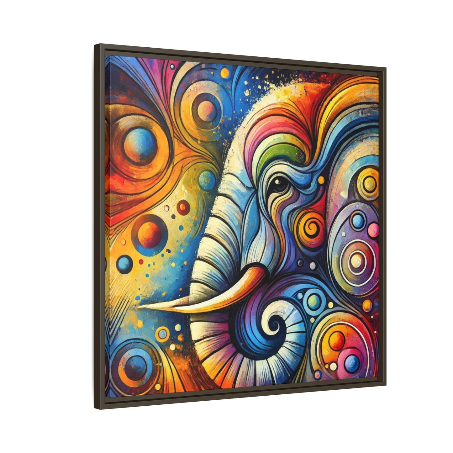 Modern Elephant Print Abstract Design Unique Framed Canvas Print African Wall Art Animal Lover Gift Nature Lover Decor 3 frame colors