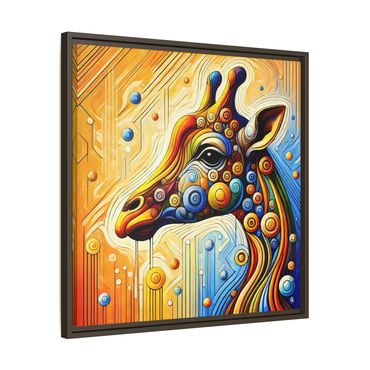 Modern Giraffe Print Abstract Design Unique Framed Canvas Print African Wall Art Animal Lover Gift Nature Lover Decor 3 frame colors