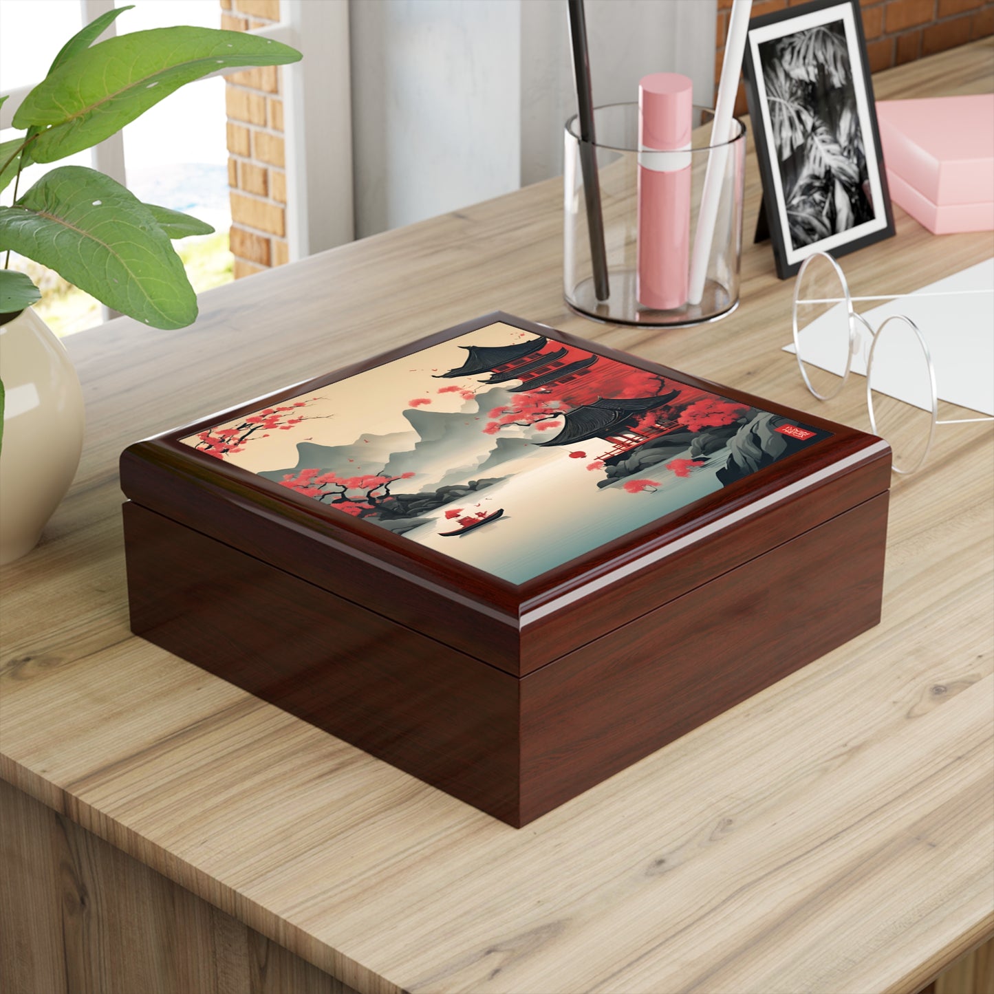 Unique Art Print Design Jewelry Box Trinket Box Bedroom Dresser Decor Vanity Gift Box - 3 colors to choose from