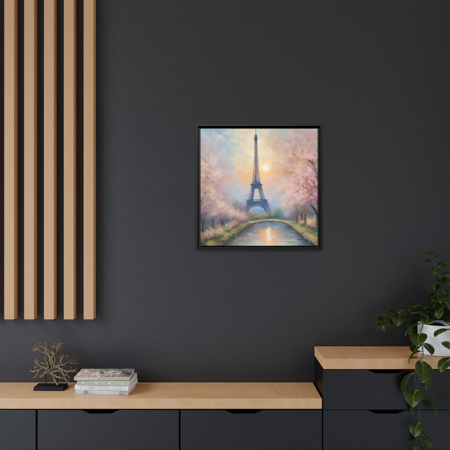 Modern Abstract Pastel Eiffel Tower Design Unique Framed Colorful Canvas Landscape Wall Art Paris France Gift Landscape Gift 3 frame colors