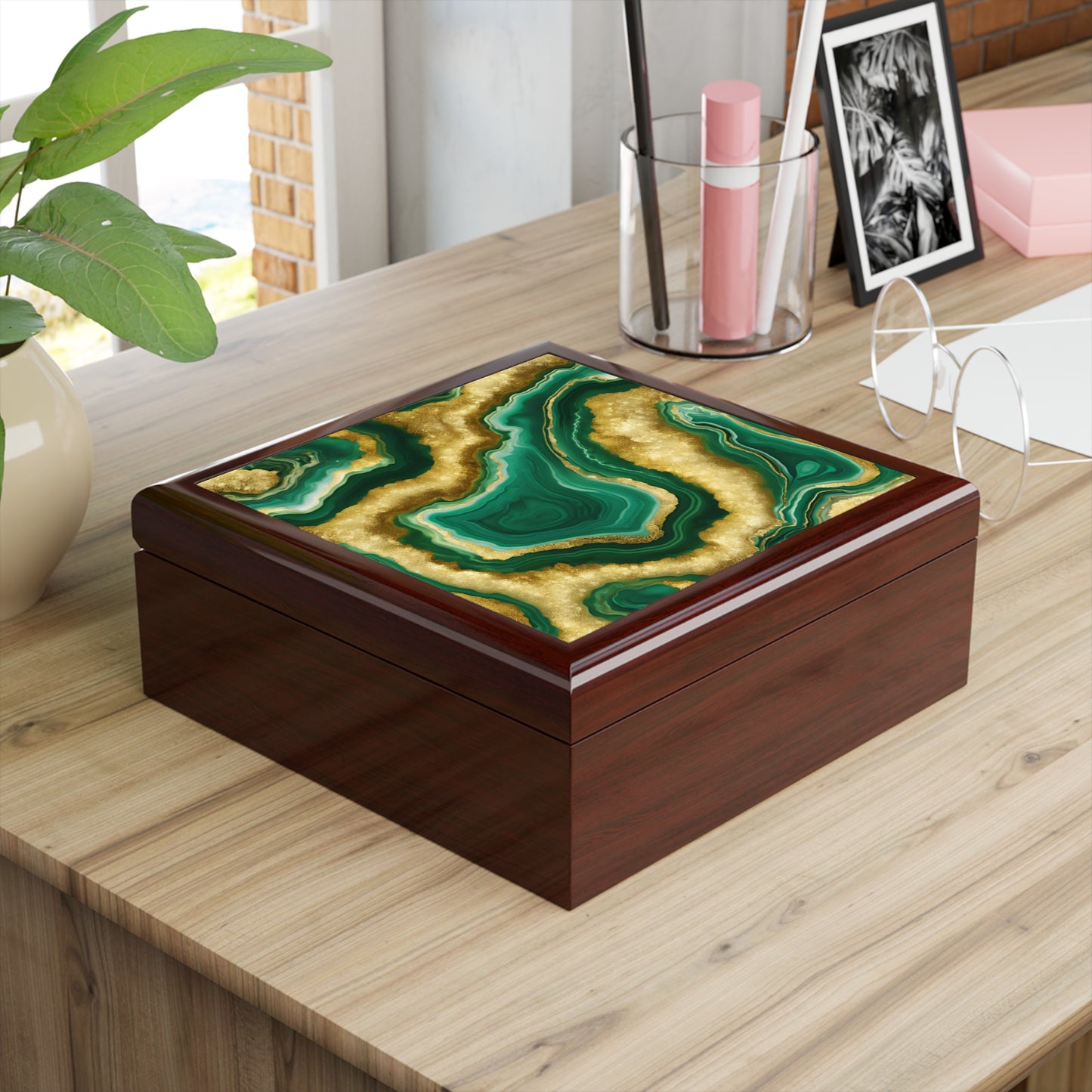 Unique Art Print Design Jewelry Box Trinket Box Bedroom Dresser Decor Vanity Gift Box - 3 colors to choose from
