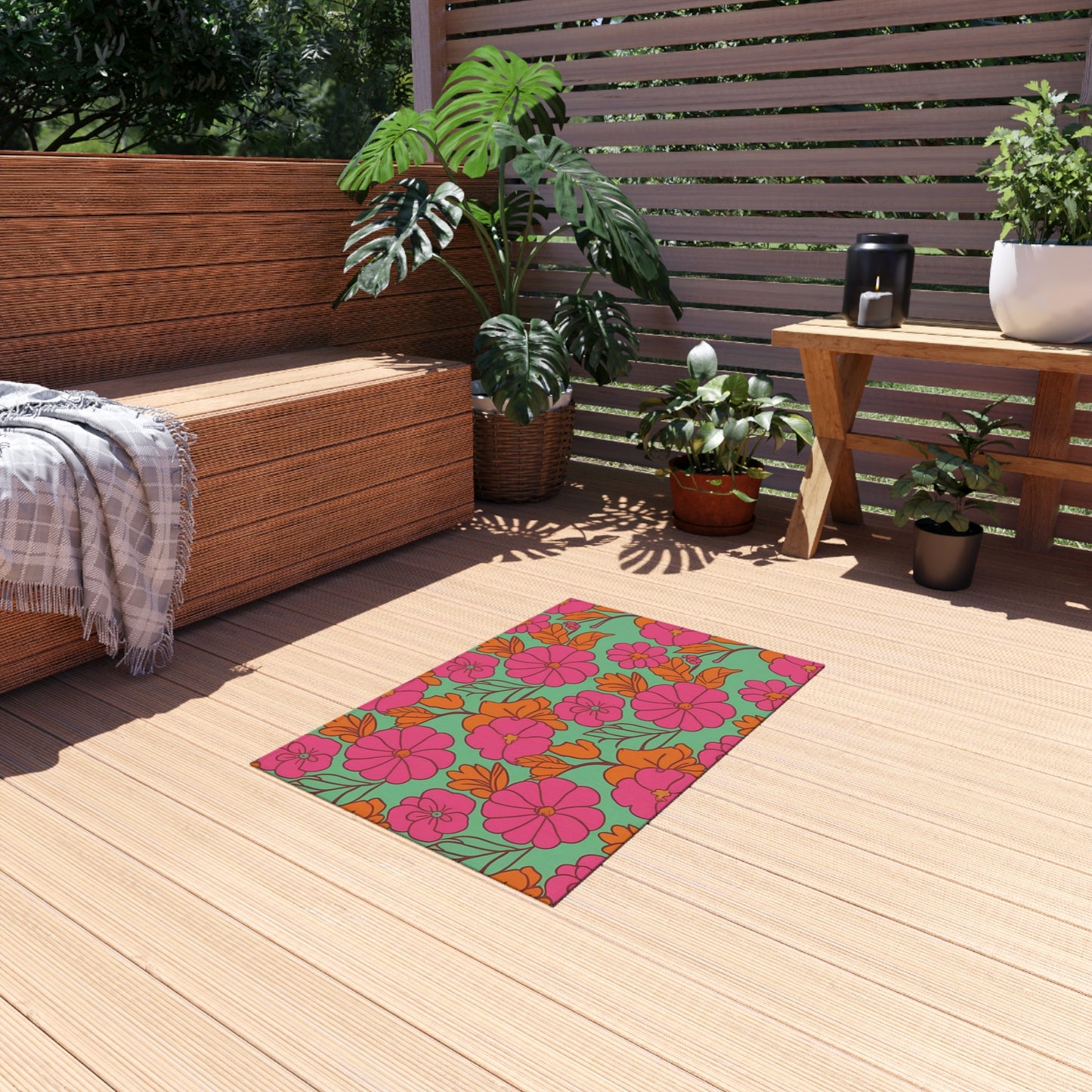 Chenille Outdoor Rug with No-Skid Backing Cozy Outdoor Carpet Patio Decor Gazebo Tropical Rug Pool Area Decor Outdoor Kitchen Carpet