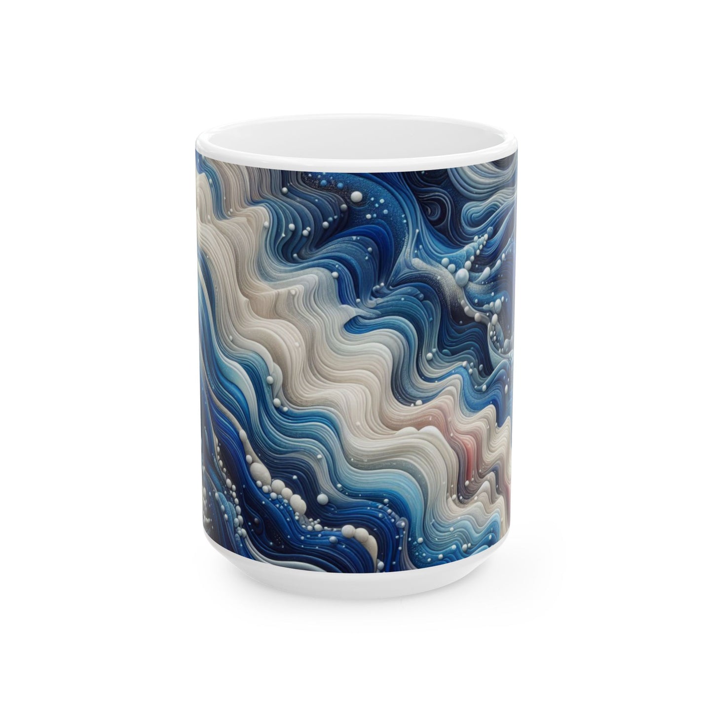 Ceramic Coffee Mug Modern Wave Design Mug Tea Cup Oceanic Swirl Design Salt Life Surfer Beachy Theme Ceramic Mug