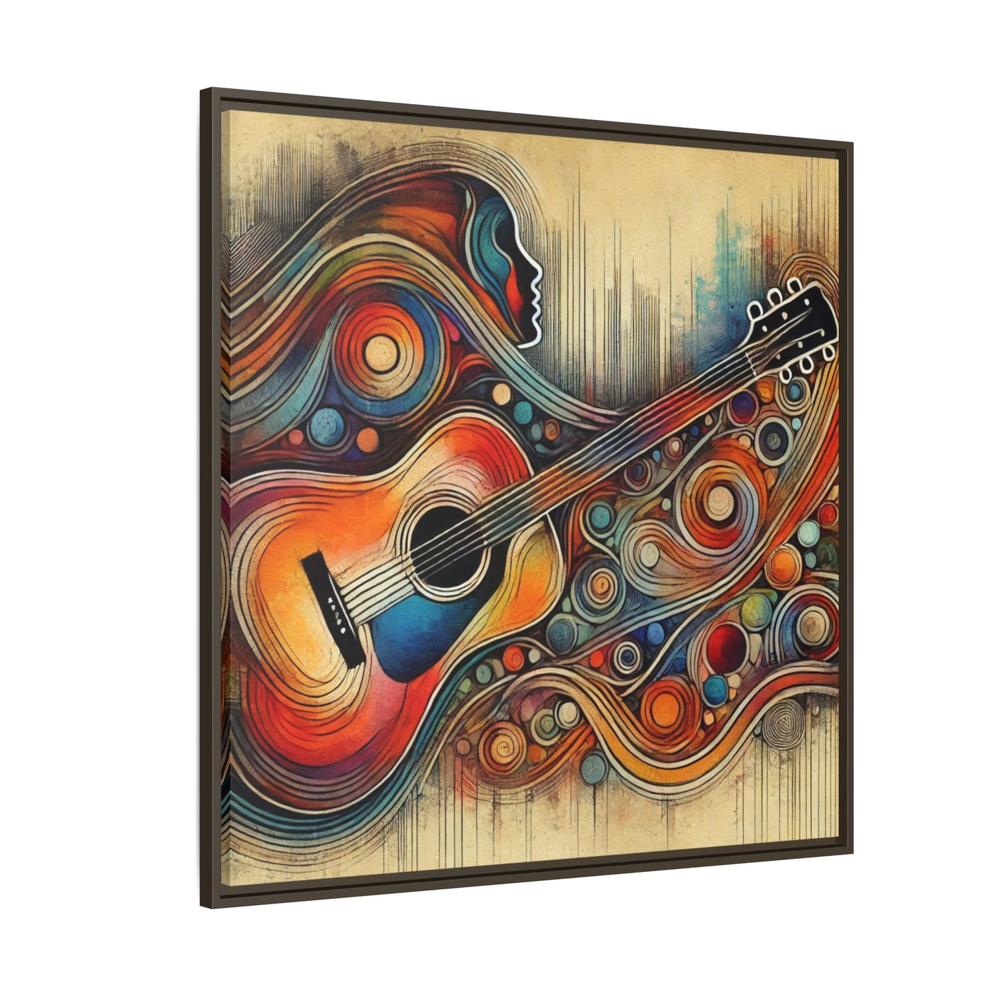 Modern Music-Themed Print Abstract Design Unique Framed Canvas Print Guitar Wall Art Music Lover Gift Decor 3 frame colors