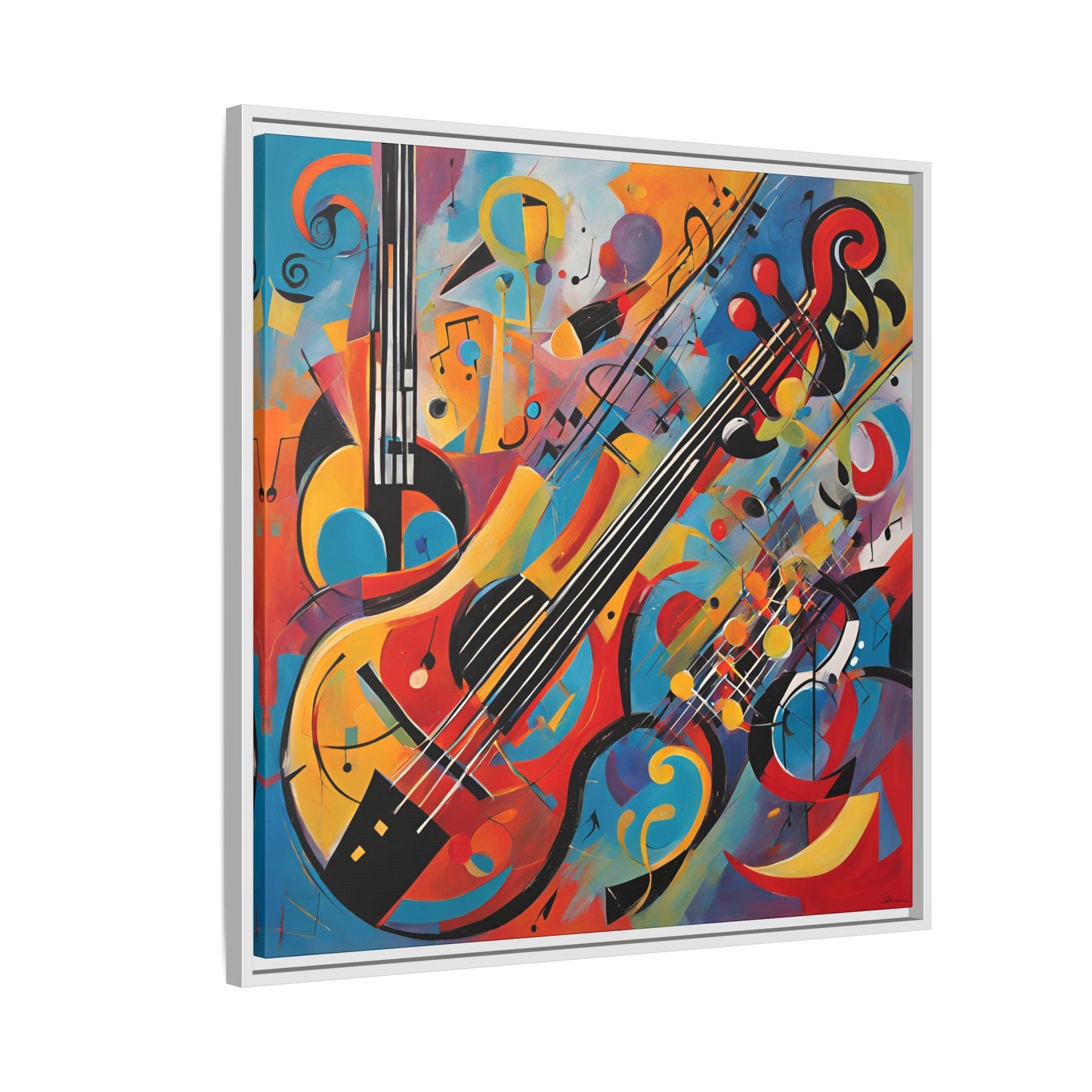 Modern Music-Themed Print Abstract Design Unique Framed Canvas Print Guitar Wall Art Music Lover Gift Decor 3 frame colors