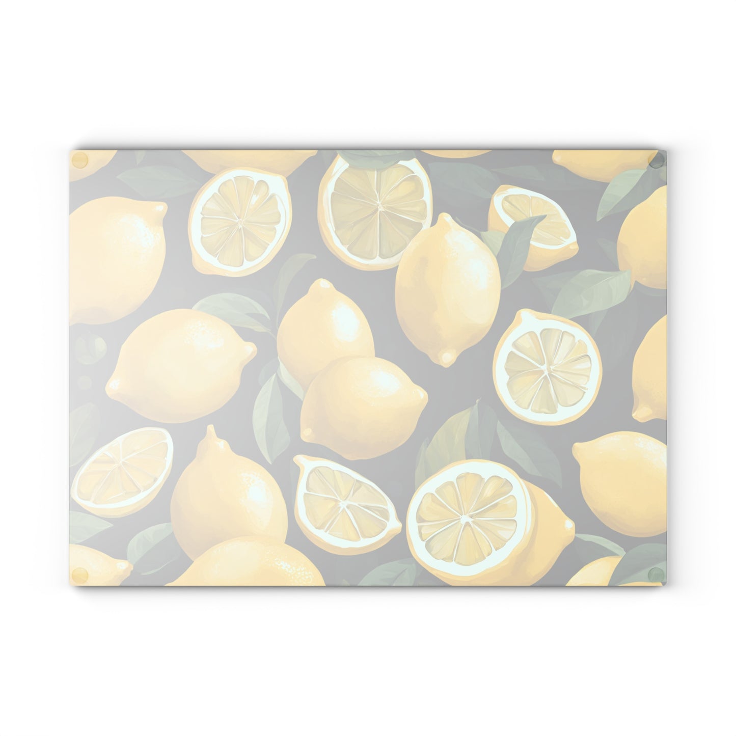 Kitchen Decor Glass Cutting Board Serving Tray with Lemons Pattern Cutting Board Gift for Home Cook Charcuterie Board