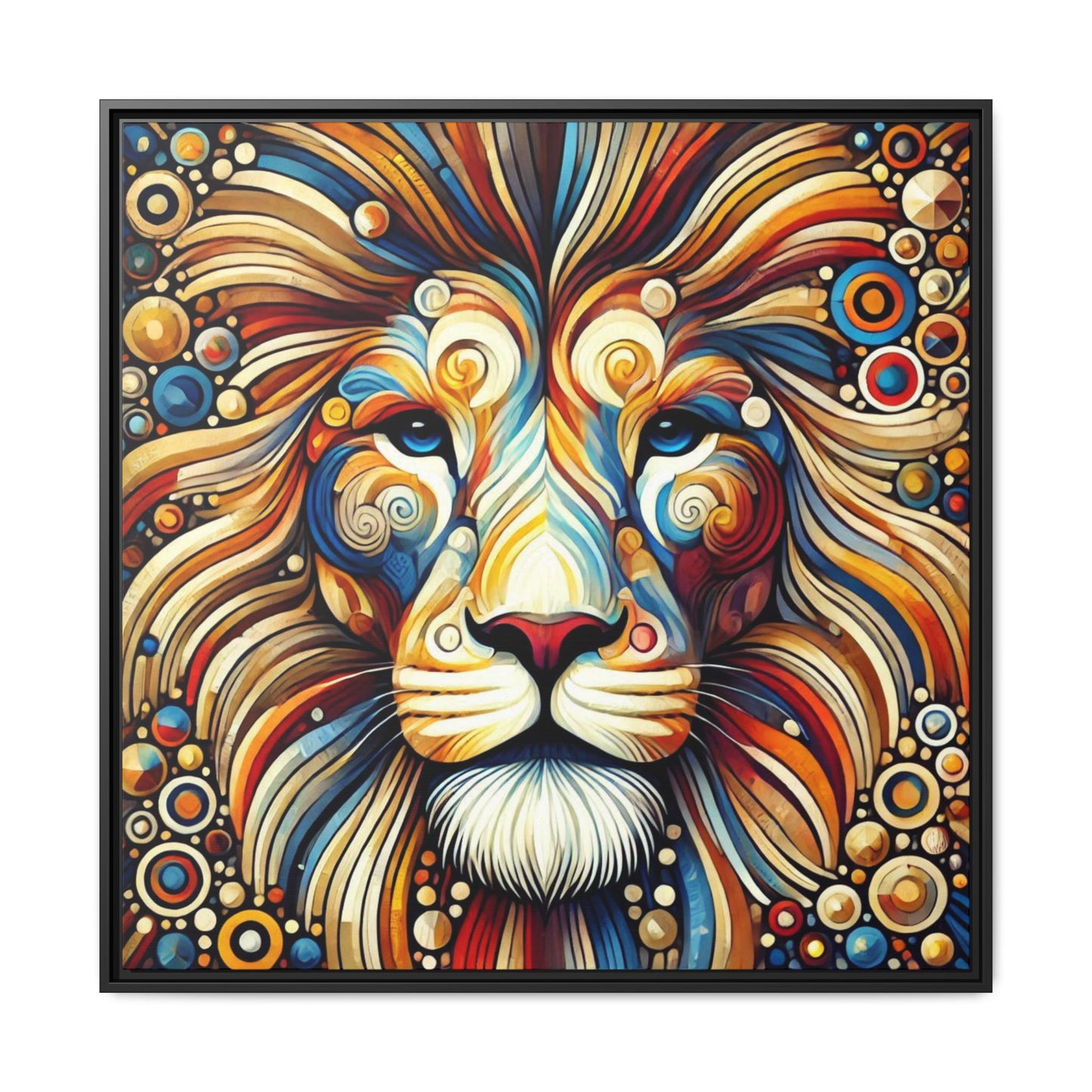 Modern Lion Print Abstract Design Unique Framed Canvas Print King of Jungle Wall Art Animal Lover Gift Nature Lover Decor 3 frame colors