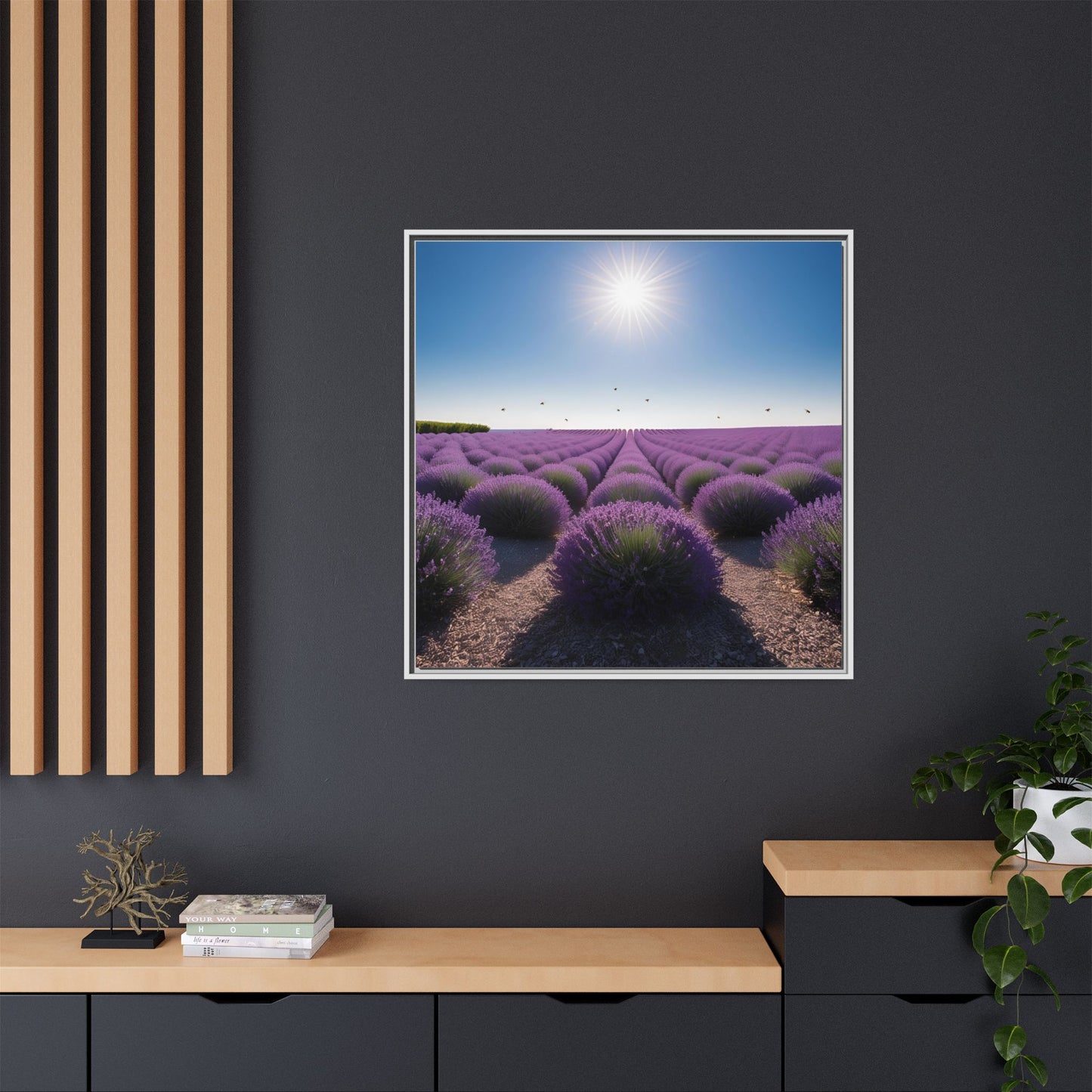Lavender Flower Fields Unique Framed Canvas Wall Art Flower Lover Gift Wildflower Artwork Nature Lover Lanscape Gift 3 frame colors