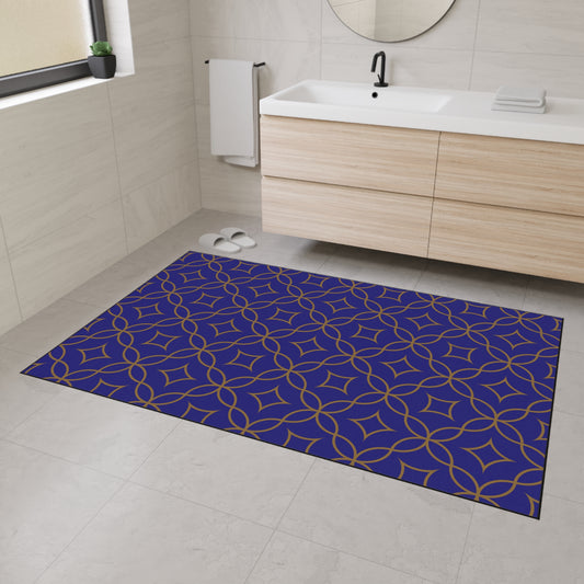 Decorative Heavy Duty Non-Slip Floor Mat Stylish Design Perfect for Entryway Kitchen Décor Blue Floral Geometric Design Rug Bathroom Mat