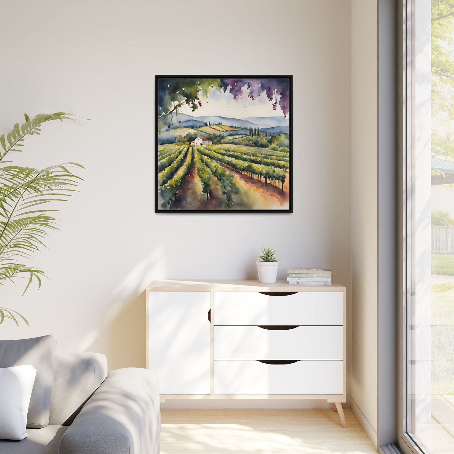 Vineyard Design Unique Framed Canvas Wall Art Gift Nature Lover Landscape Decor Wine Lover Gift Grape Vines Image 3 frame colors