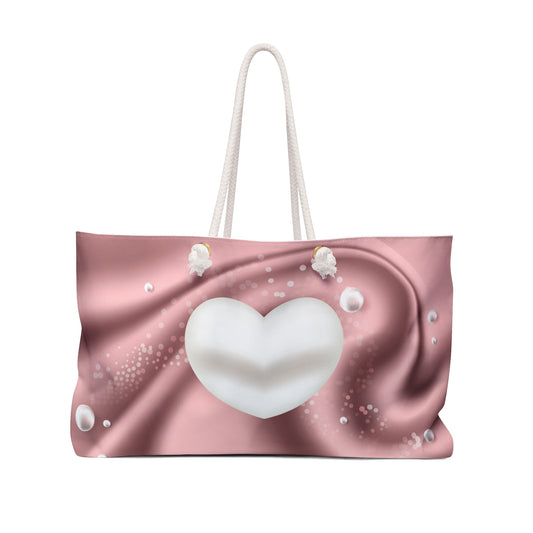 Heart Design Weekender Tote Bag Cottage Core Valentine's Day Gift Minimalist Wedding Gift Bridal Shower Wedding Gift for Her Romantic Gift