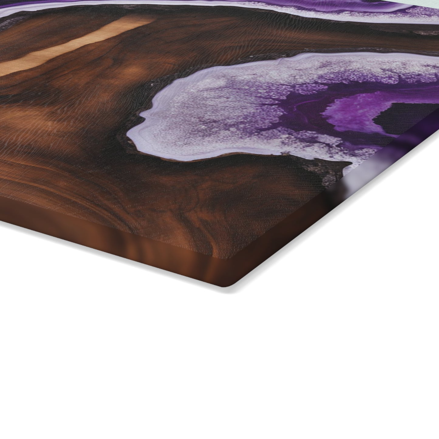 Kitchen Decor Glass Wood-look Image Nature Lover Cutting Board Serving Tray Home Cook Gift Colorful Glass Geode-inspired Charcuterie Board