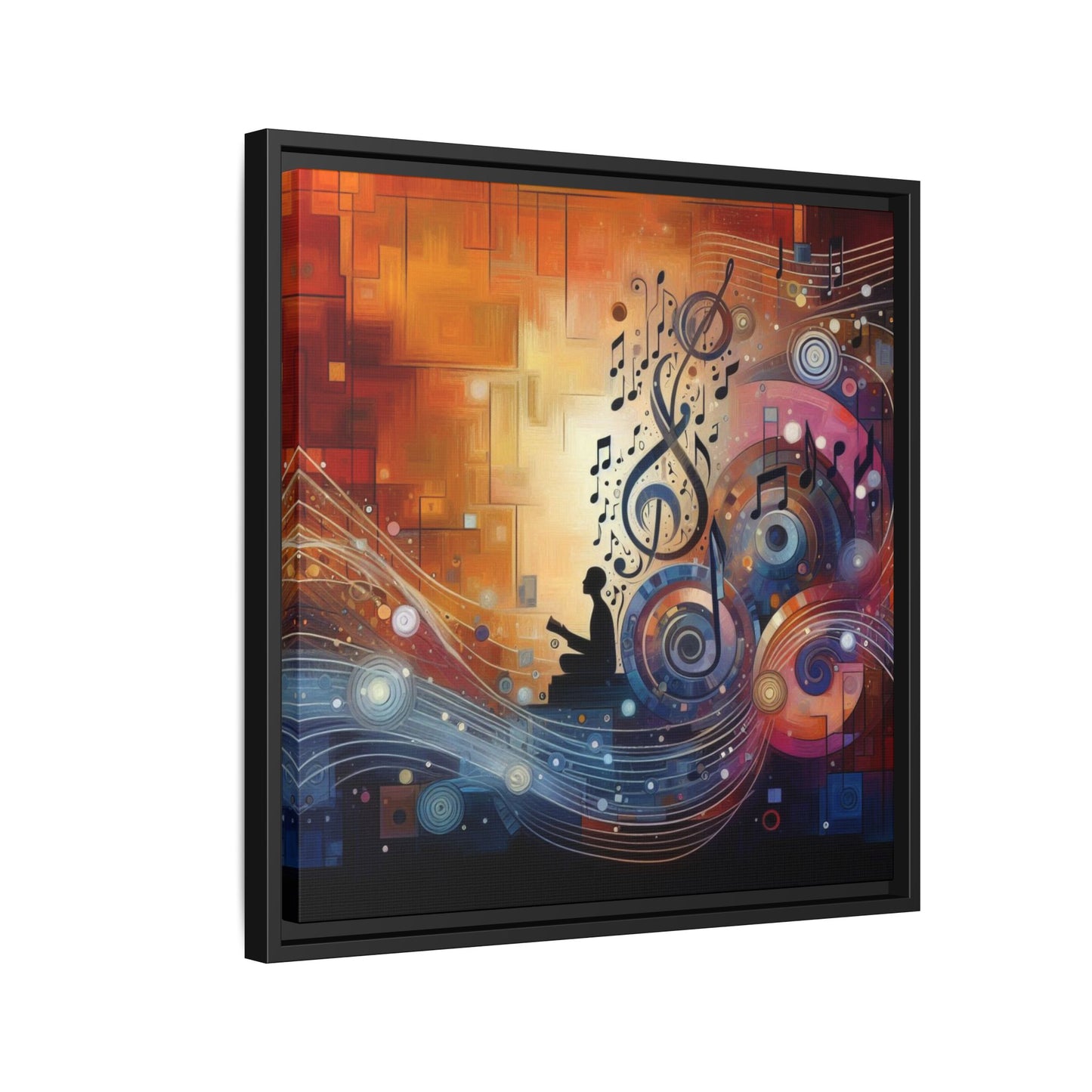 Modern Music-Themed Print Abstract Design Unique Framed Canvas Print Treble Clef Note Wall Art Music Lover Gift Decor 3 frame colors