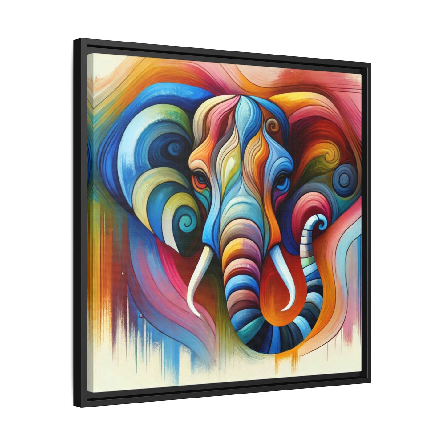 Modern Elephant Print Abstract Design Unique Framed Canvas Print African Wall Art Animal Lover Gift Nature Lover Decor 3 frame colors