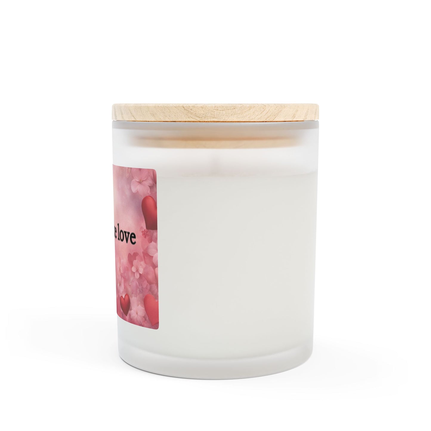 Artisanal Coconut Soy Frosted Glass Candle with Wooden Wick and Raw Maple Lid 11 oz Hand Poured Love Themed Candle 50 hrs burn time