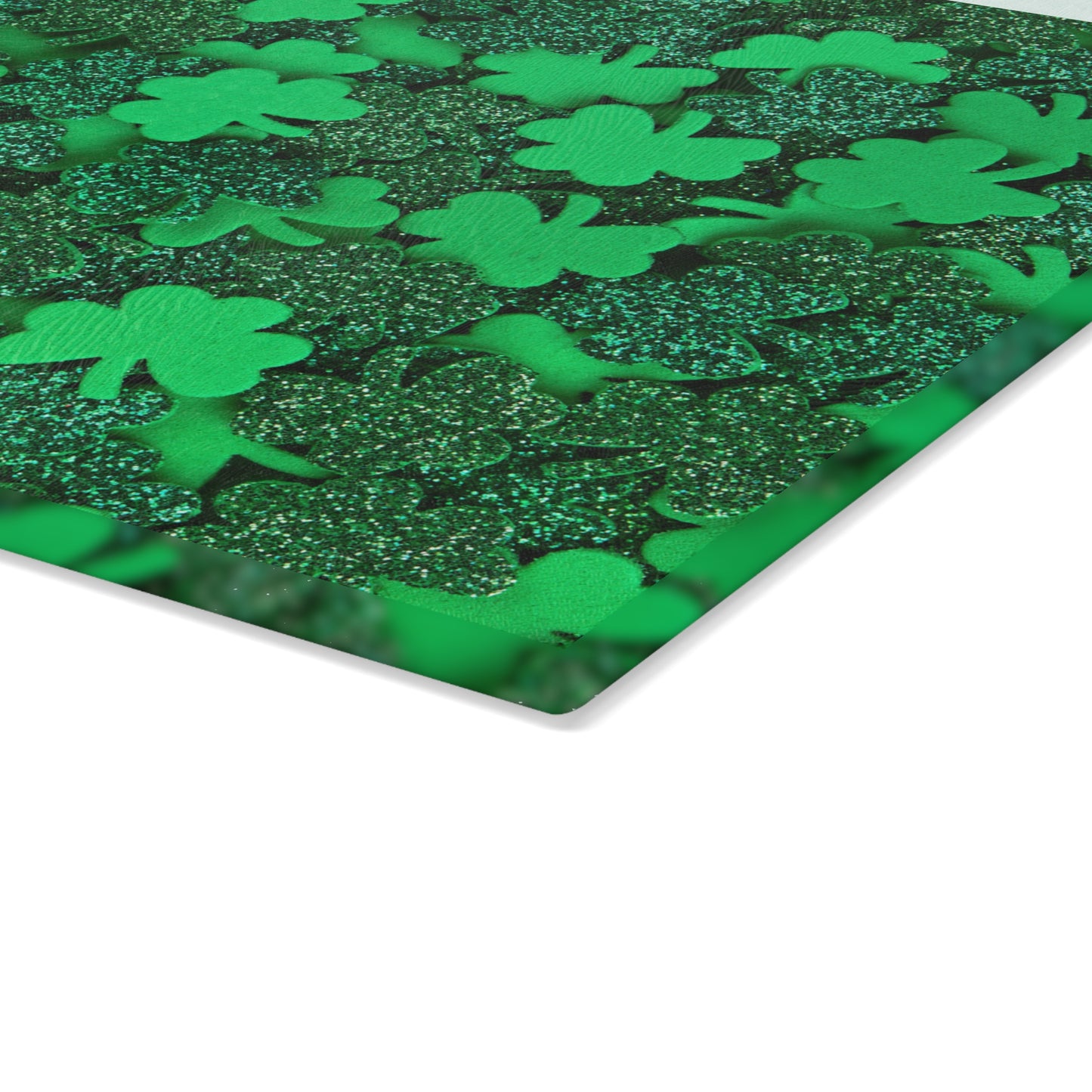 Kitchen Decor Glass Cutting Board Serving Tray with Green Clover Design Cutting Board Gift for Home Cook Charcuterie Board