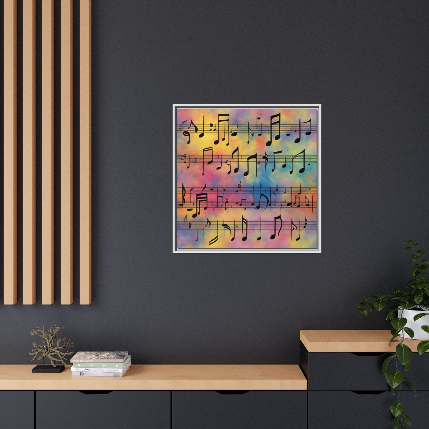 Modern Music-Themed Print Abstract Design Unique Framed Canvas Print Sheet Music Wall Art Music Lover Gift Decor 3 frame colors