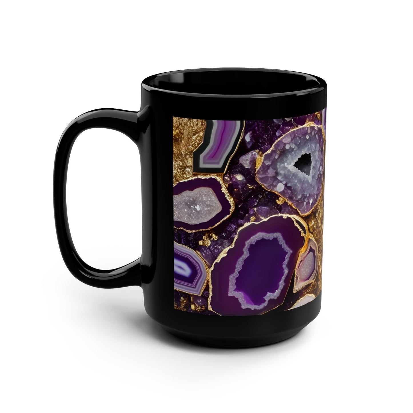 Ceramic Coffee Mug Purple Amethyst Quartz-Inspired Image Nature Rock Lover Ceramic Tea Cup Geode Inspired Agate Look Ceramic Mug
