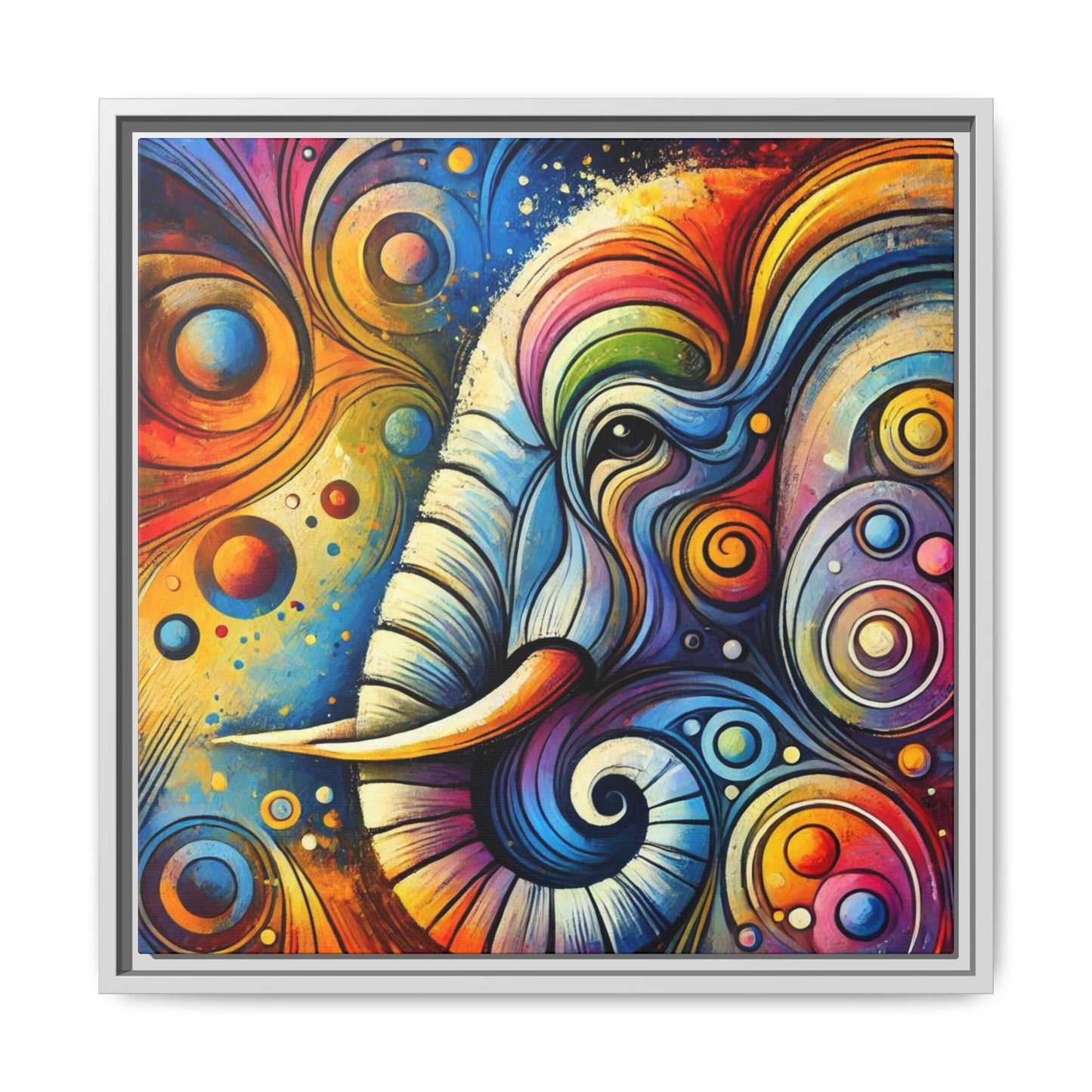Modern Elephant Print Abstract Design Unique Framed Canvas Print African Wall Art Animal Lover Gift Nature Lover Decor 3 frame colors