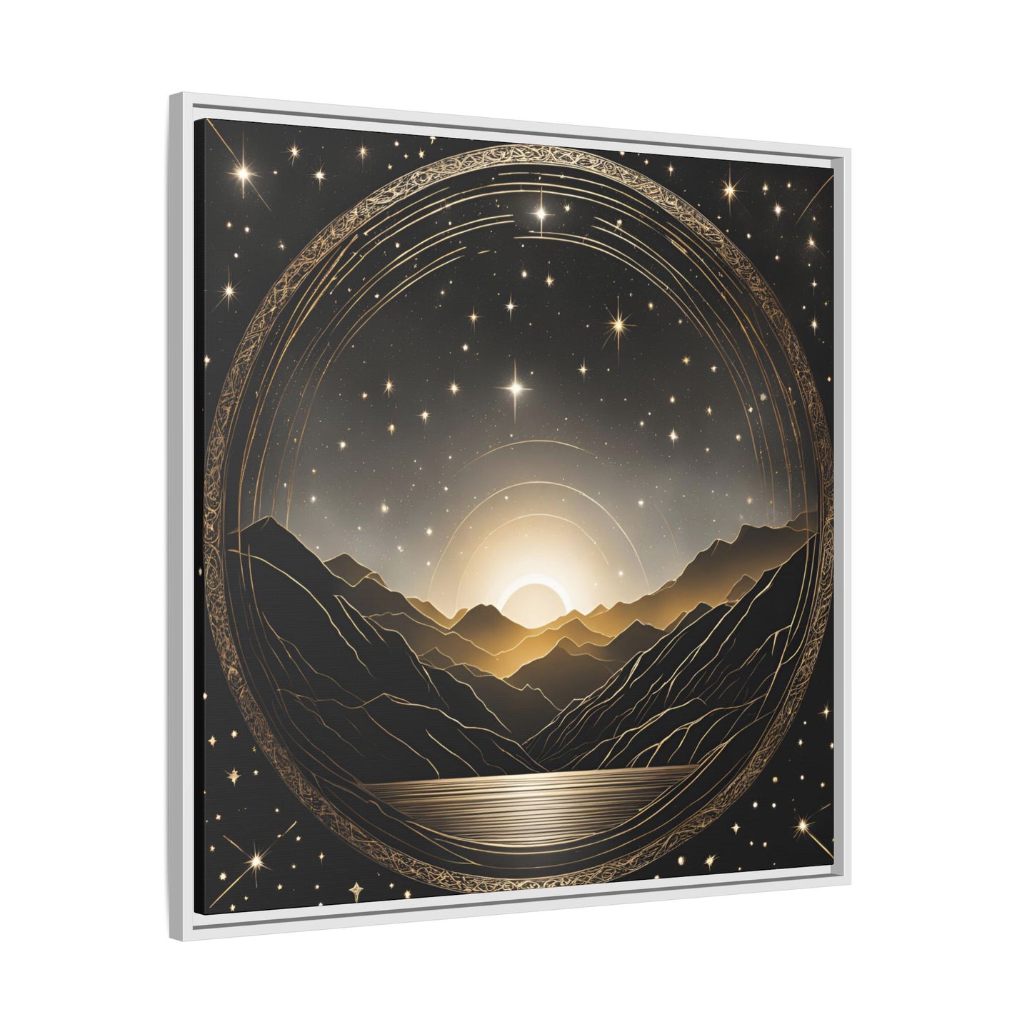 Boho Celestial Design Unique Framed Canvas Wall Art Sun and Stars Astrological Gift Nature Lover Gift Astronomy Gift 3 frame color choices