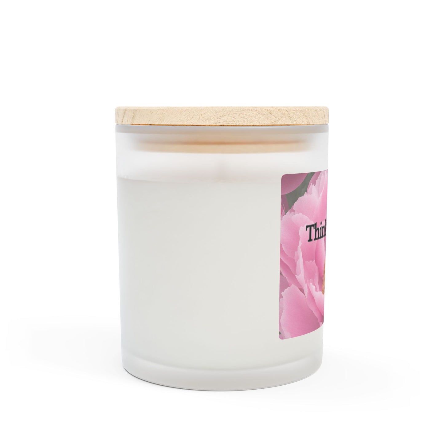 Artisanal Coconut Soy Frosted Glass Candle with Wooden Wick and Raw Maple Lid 11 oz Hand Poured Thinking of You Candle 50 hrs burn time