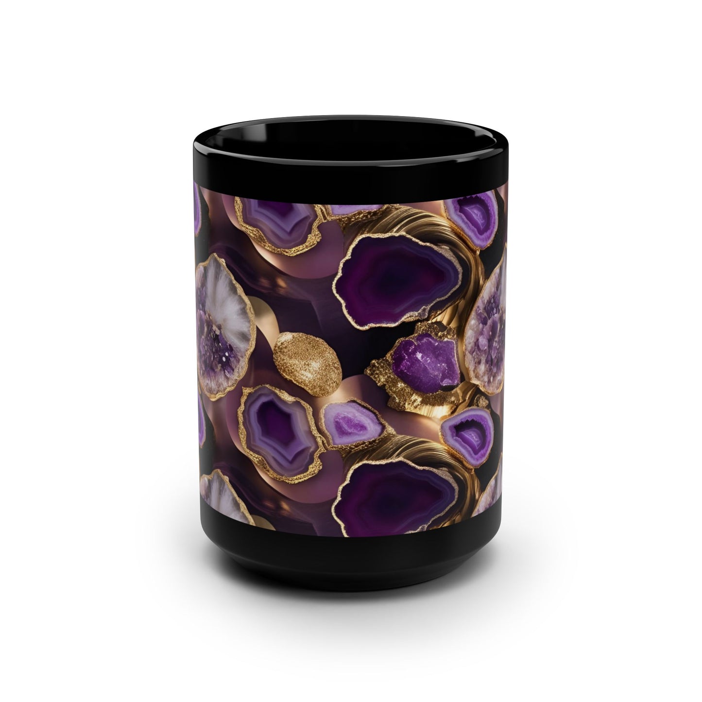 Ceramic Coffee Mug Geode-Inspired Image Nature Lover Ceramic Teacup Gardener Gift Agate-look Rock Lover 15oz Mug