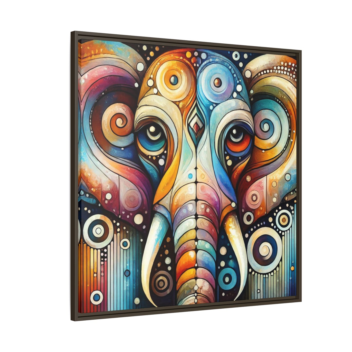 Modern Elephant Face Print Abstract Design Unique Framed Canvas Print African Wall Art Animal Lover Nature Lover Decor 3 frame colors