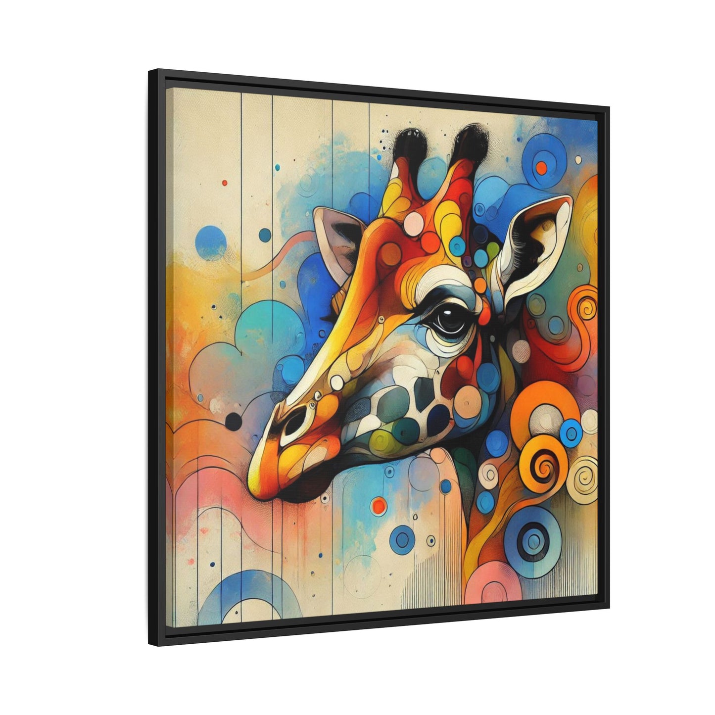 Modern Giraffe Print Abstract Design Unique Framed Canvas Print African Wall Art Animal Lover Gift Nature Lover Decor 3 frame colors